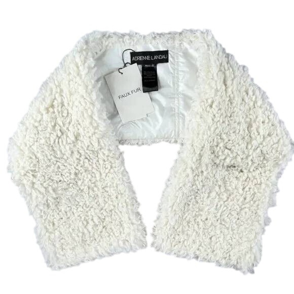 Adrienne Landau Ivory Faux Fur Boa Scarf Wrap Pull Through OS - Picture 2 of 5